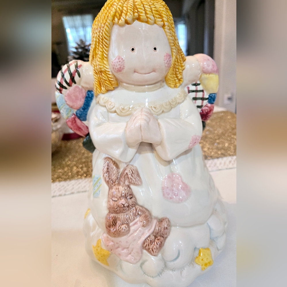 Cosmos Charming Angel Cookie Jar with Bunny - Multicolor